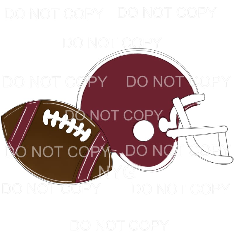 Football and Helmet Maroon White #768 Sublimation transfers