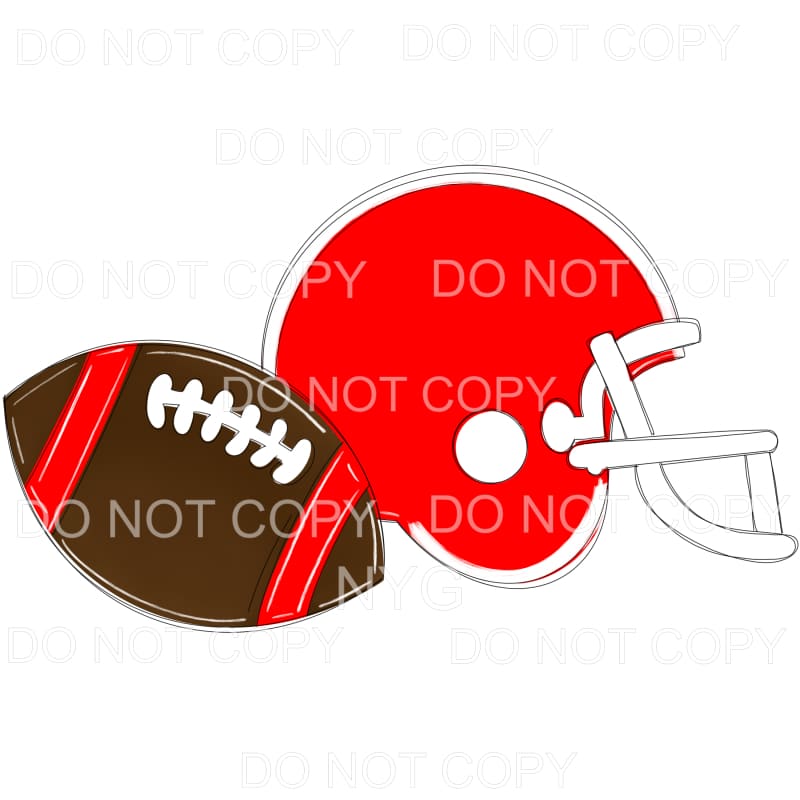 Football and Helmet Red White #771 Sublimation transfers -