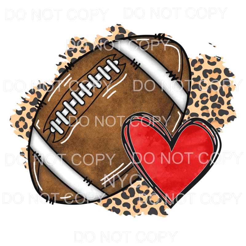 Football with Red Heart Leopard Background #148 Sublimation