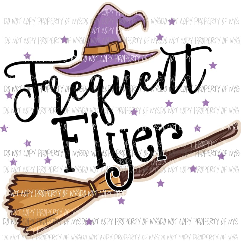 Frequent Flyer broom witch hat Sublimation transfers Heat Transfer