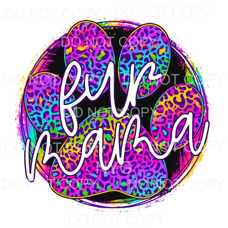 Fur Mama Paw Print Bright Rainbow Leopard Circle #1439