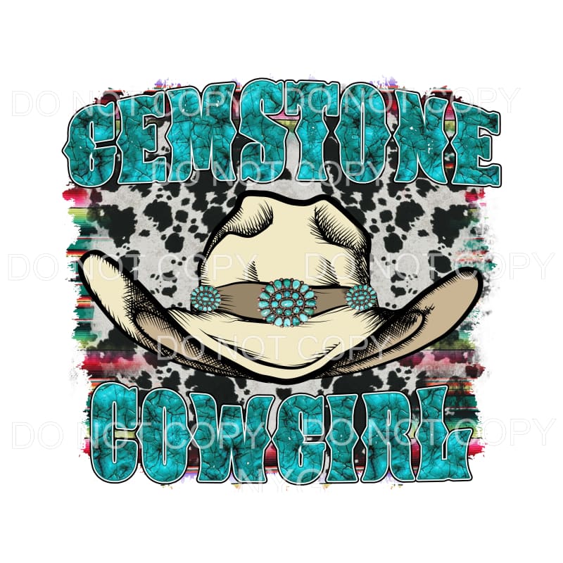 Gemstone Cowgirl Hat Turquoise Cowhide Serape Sublimation