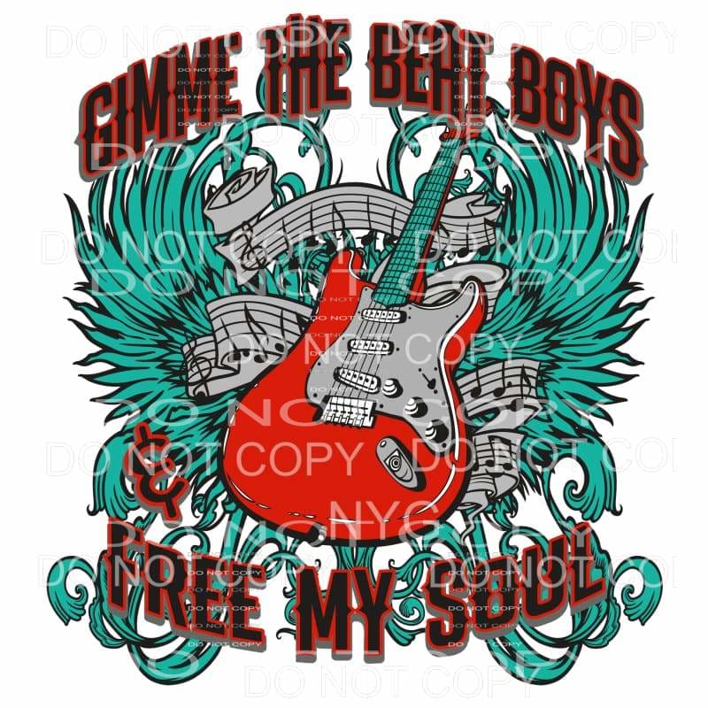 Gimme The Beat Boys & Free My Soul Red Guitar Teal Wings