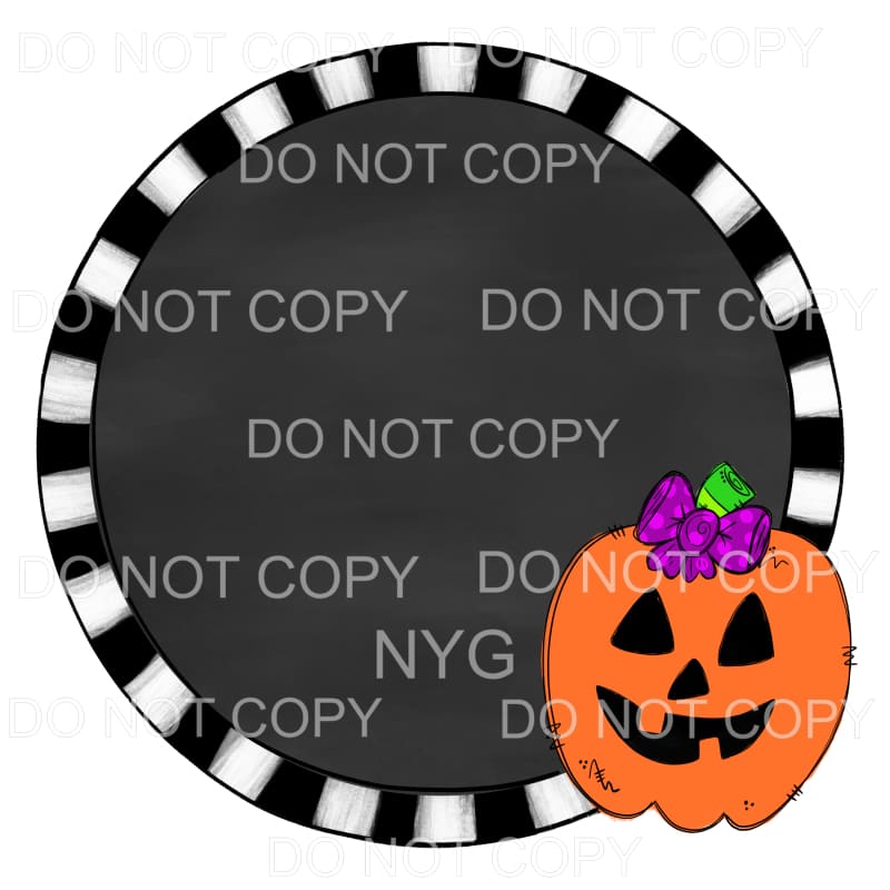 Girl Jack O Lantern Pumpkin Blank Circle Frame Sublimation