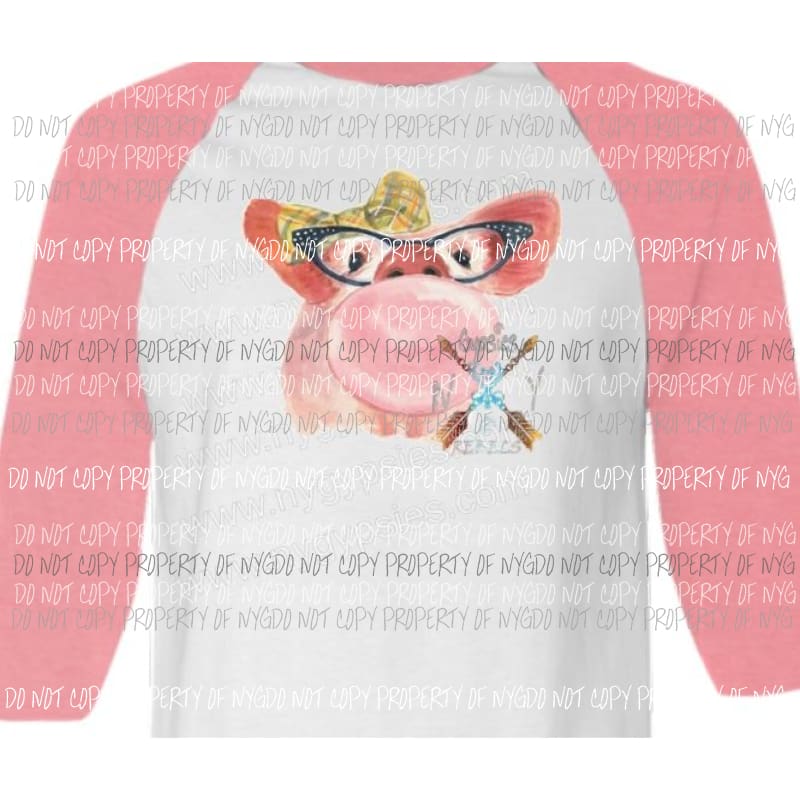 girl pig with glasses and bubble sublimation transfer Heat Transfer