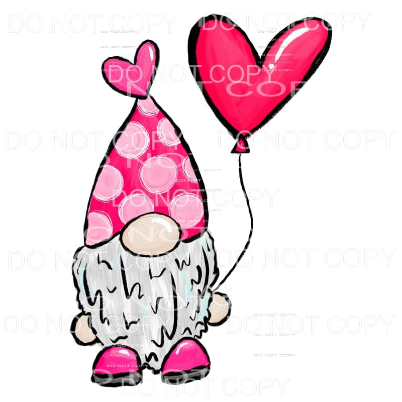 Girl Valentines Day Gnome Pink Red Heart Balloons #2047