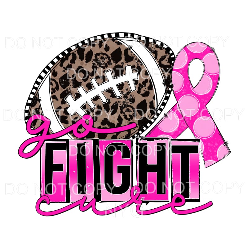 Go Fight Cure Leopard Football Pink Polka Dot Ribbon Breast