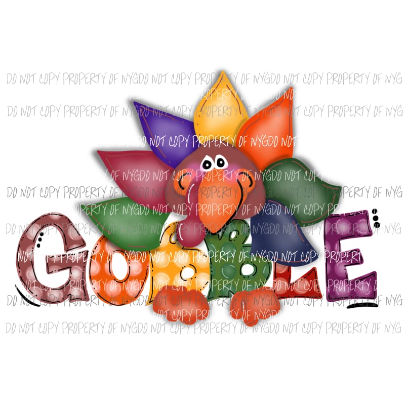 Gobble Turkey hand drawn fall Halloween Sublimation transfers Heat Transfer