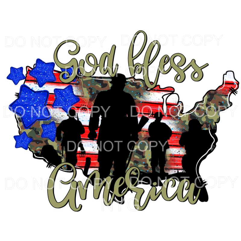 God Bless America Soldiers USA 4th of July #1 Sublimation
