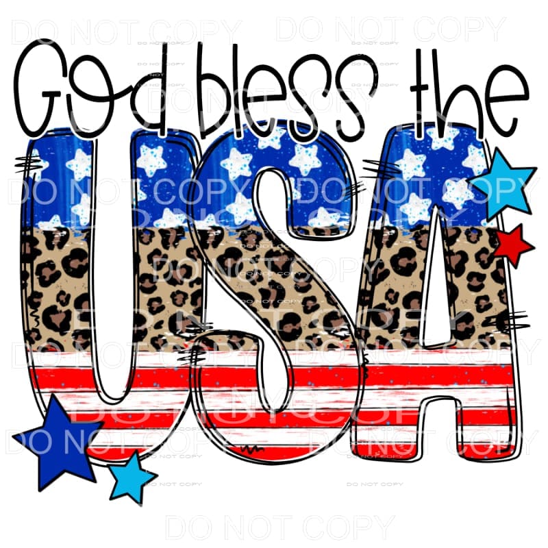 God Bless The USA Flag Leopard 4th of July America