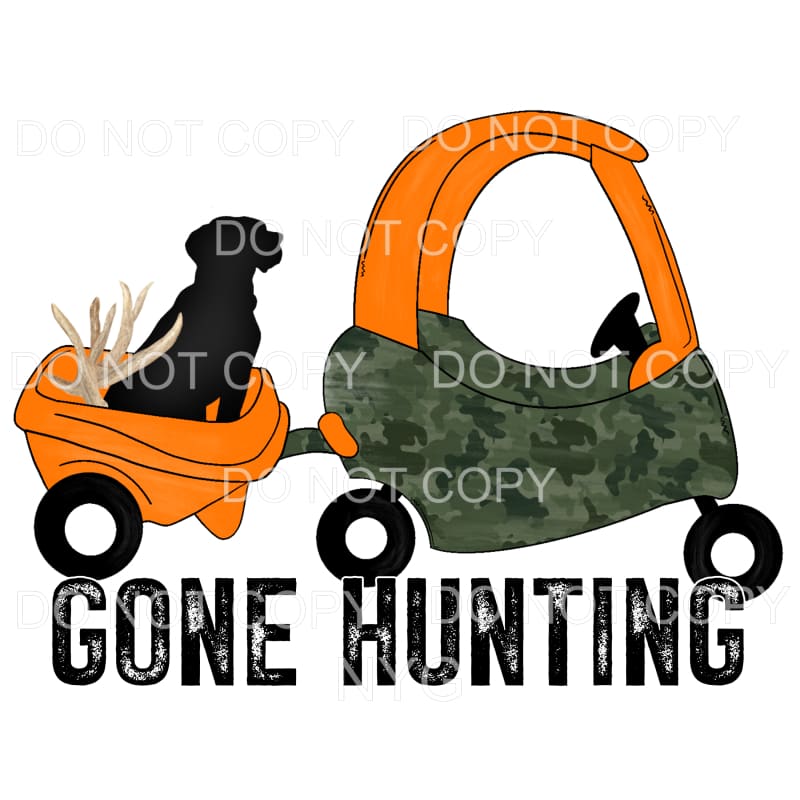 Gone Hunting Orange Camo Kids Coupe Car Wagon Dog Antlers