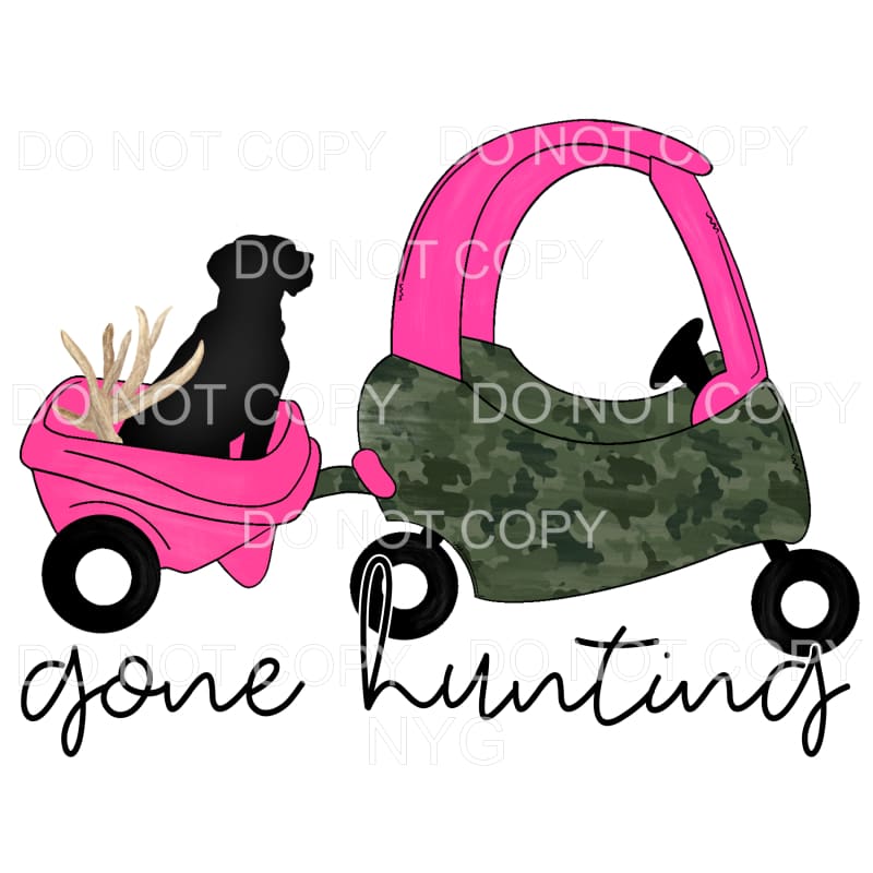 Gone Hunting Pink Camo Kids Coupe Car Wagon Dog Antlers