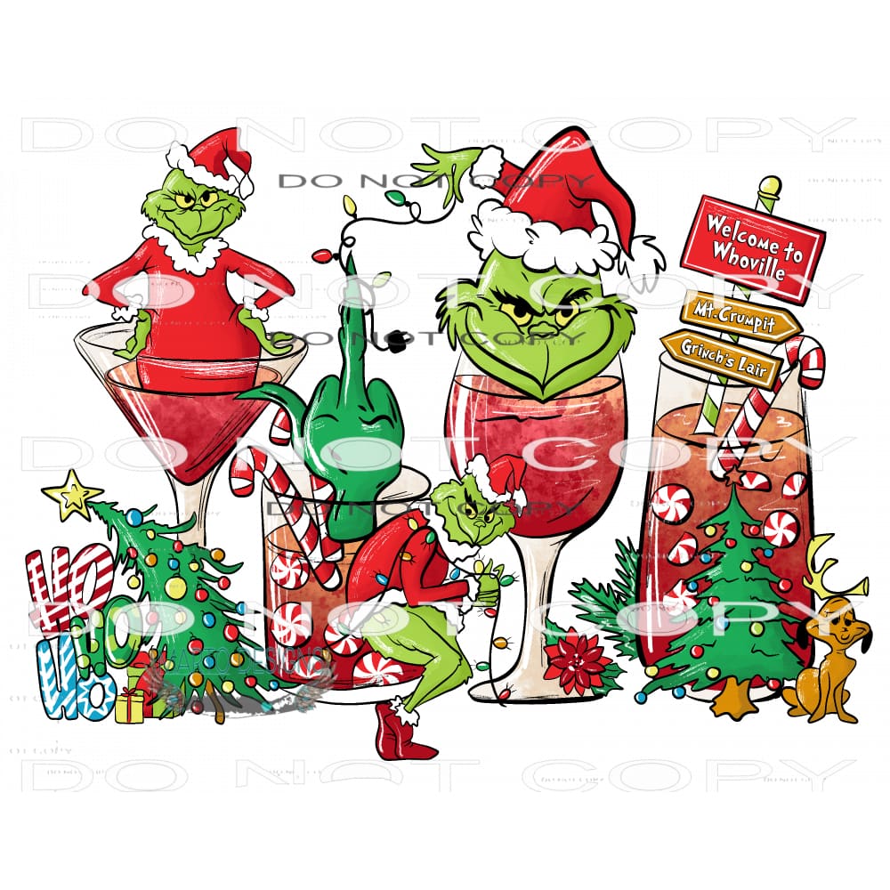 Grinch Christmas Drinks #7556 Sublimation transfers - Heat