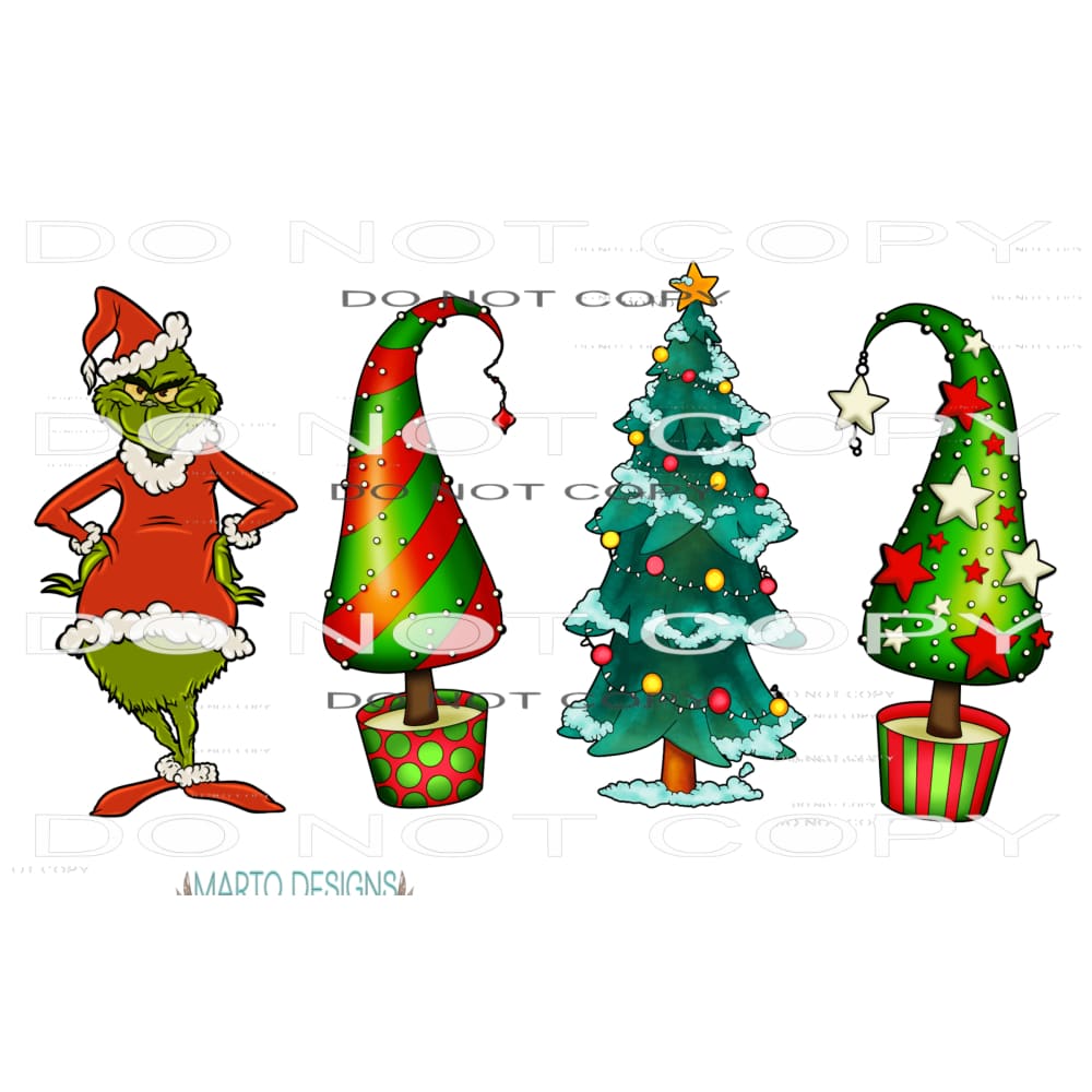 Grinch Christmas Trees #7278 Sublimation transfers - Heat