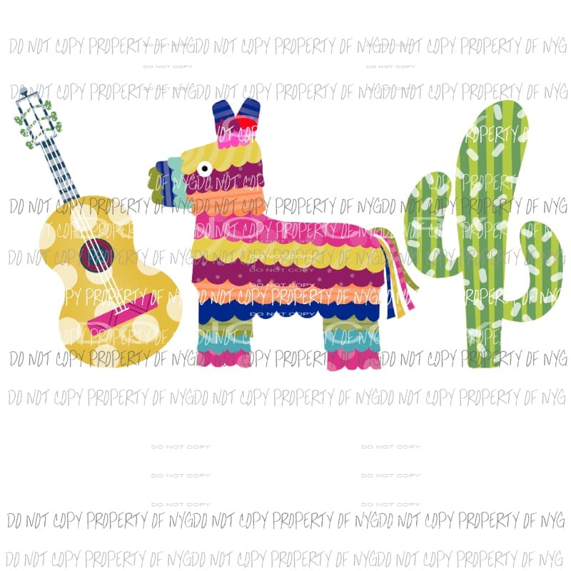 Guitar Pinata Cactus Sublimation transfers Heat Transfer