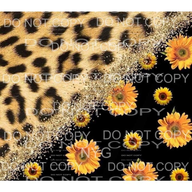Half Cheetah Half Sunflower Gold Background Sheet #1843