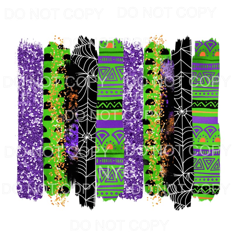 Halloween Purple Orange Glitter Green Black Brush Strokes