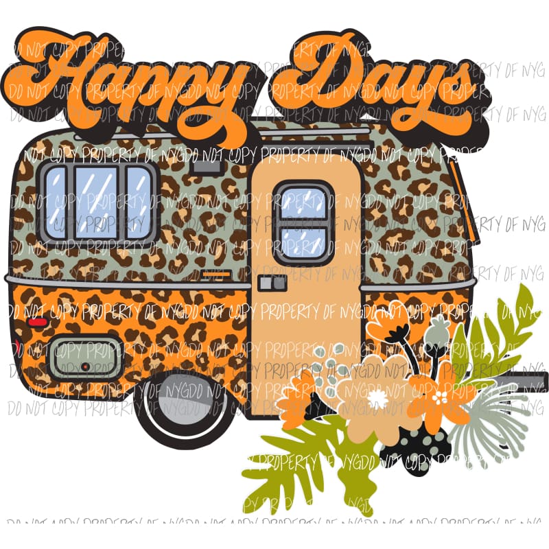 Happy Days ORANGE Non Distressed Sublimation transfers Heat Transfer
