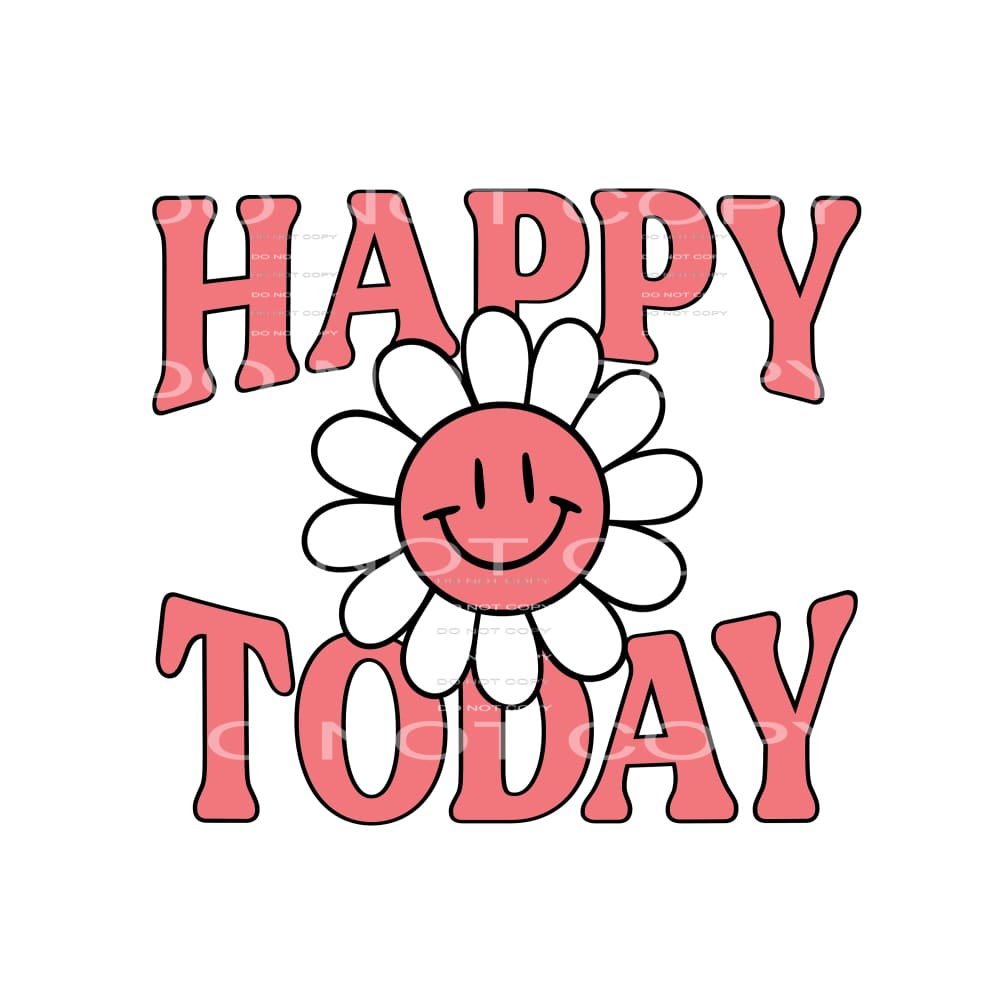 Happy Today smile face flower # 12061 Sublimation transfers