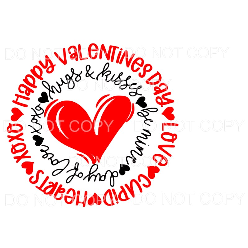 Happy Valentines Day Red Heart Circle Sublimation transfers