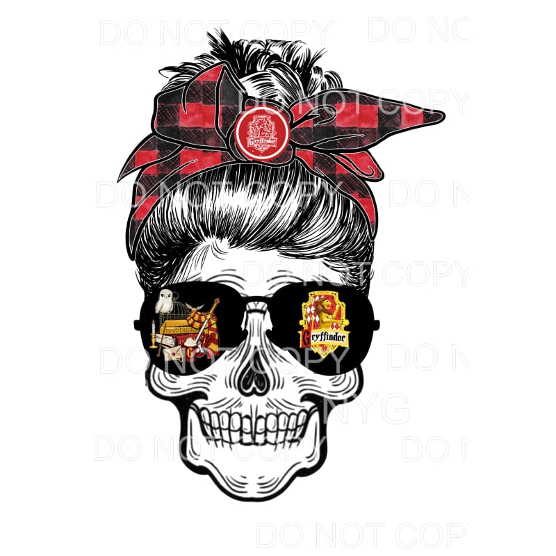 Harry Potter RED Messy Bun SKULL HP Sublimation transfers -