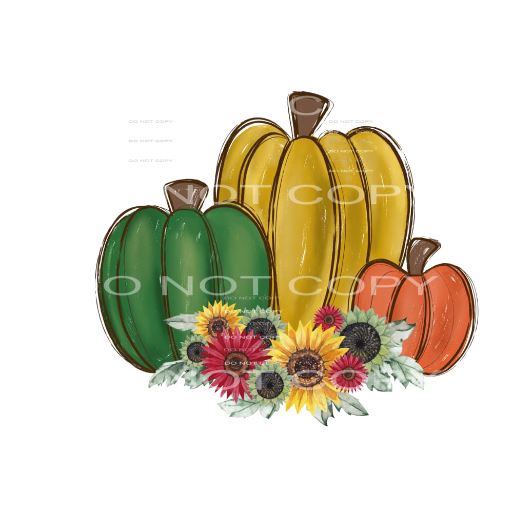 Harvest Pumpkins Trio with flowers # 6921 Sublimation