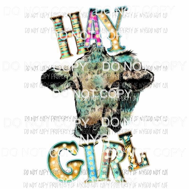 Hay Girl marquee cow Sublimation transfers Heat Transfer