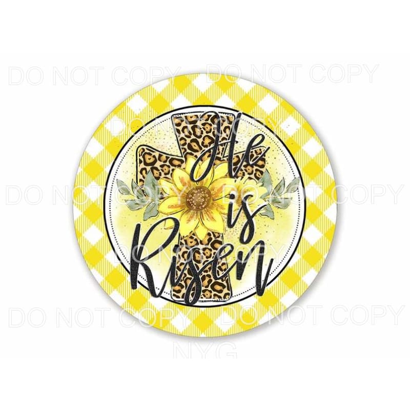 He Is Risen Leopard Cross Sunflower Yellow Plaid Circle