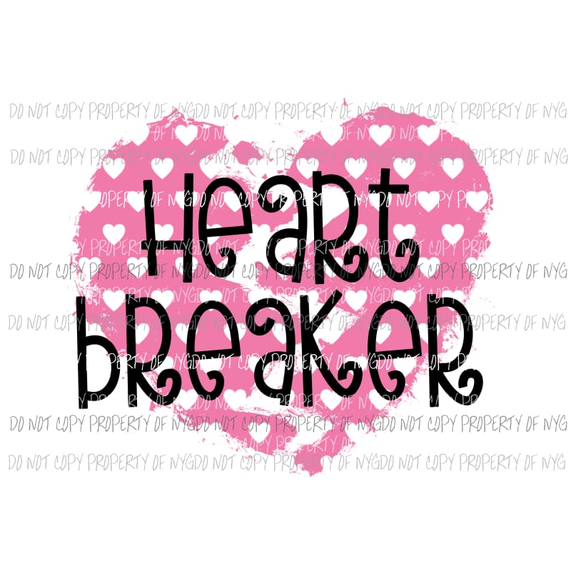Heart Breaker pink Sublimation transfers Heat Transfer