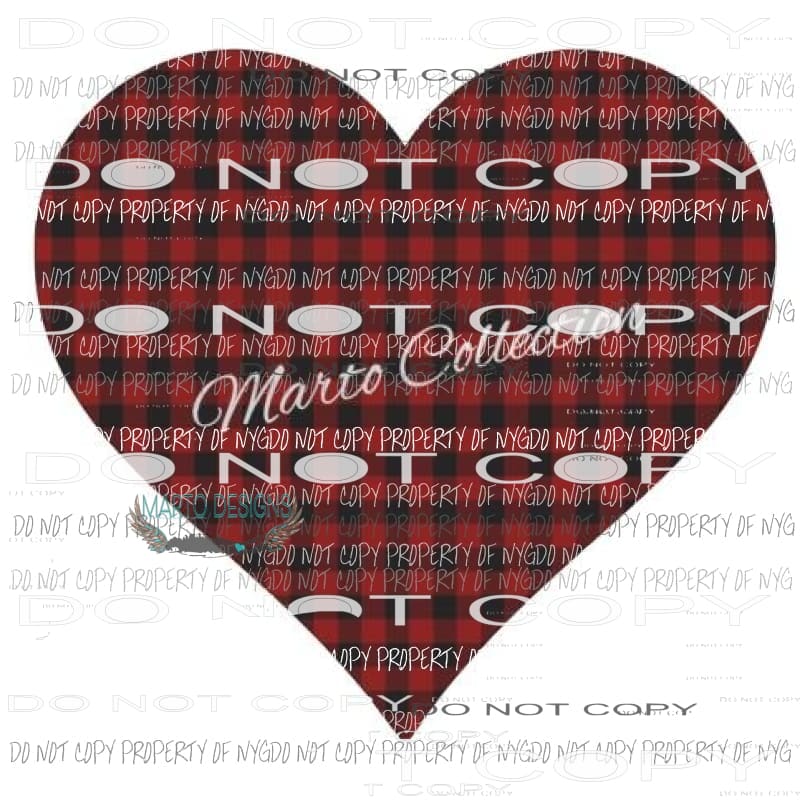 Heart Buffalo Plaid Sublimation transfer Heat Transfer