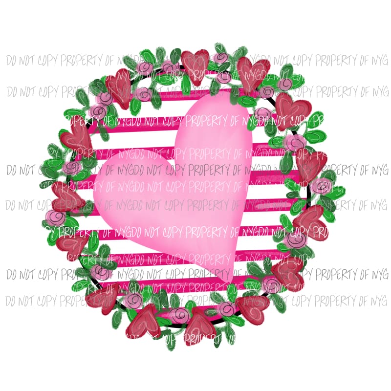 Heart circle vine stripes Sublimation transfers Heat Transfer
