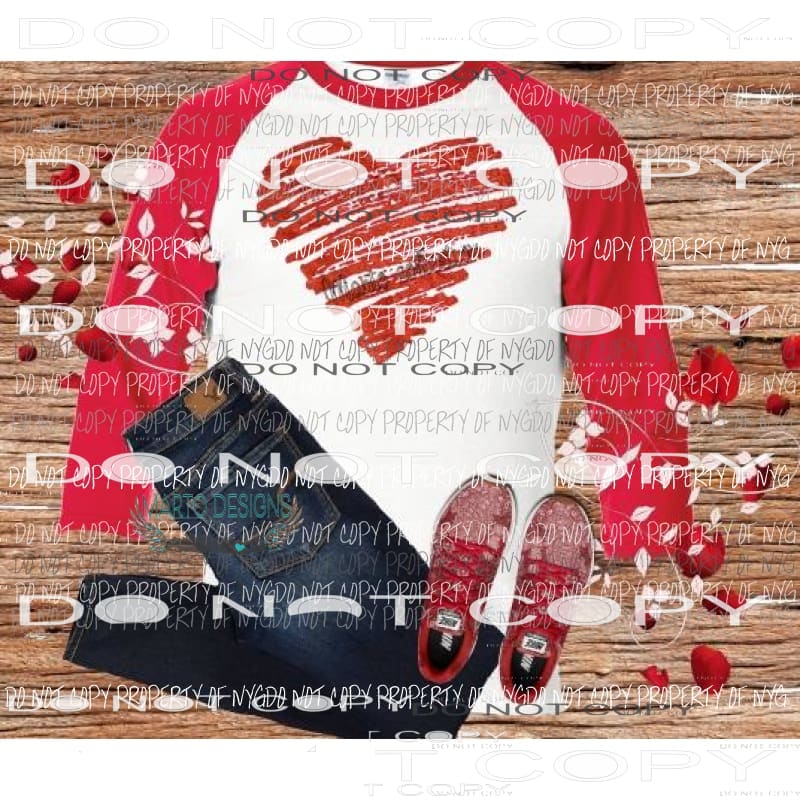 Heart red sublimation Transfer Heat Transfer