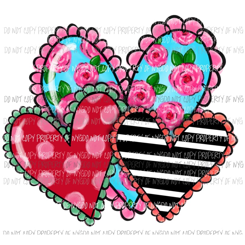 Hearts #2 floral stripes polka dots Sublimation transfers Heat Transfer