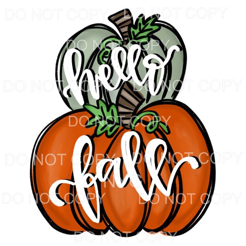 Hello Fall Pumpkin Stacked Green Orange Sublimation