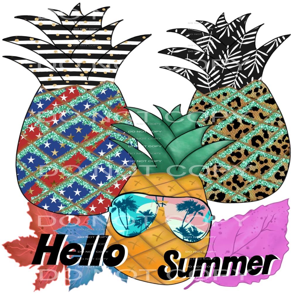 Hello Summer pineapples # 427 Sublimation transfers - Heat