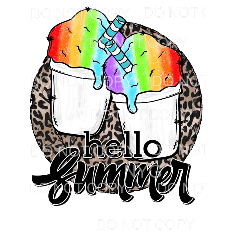 Hello Summer Rainbow Snowcone Leopard Circle Sublimation