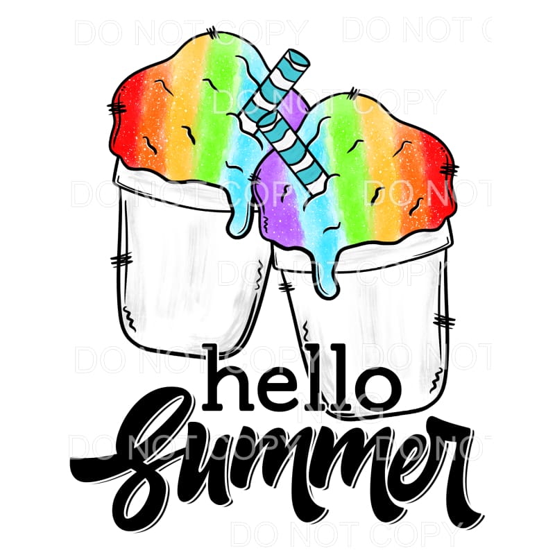 Hello Summer Rainbow Snowcone Sublimation transfers - Heat
