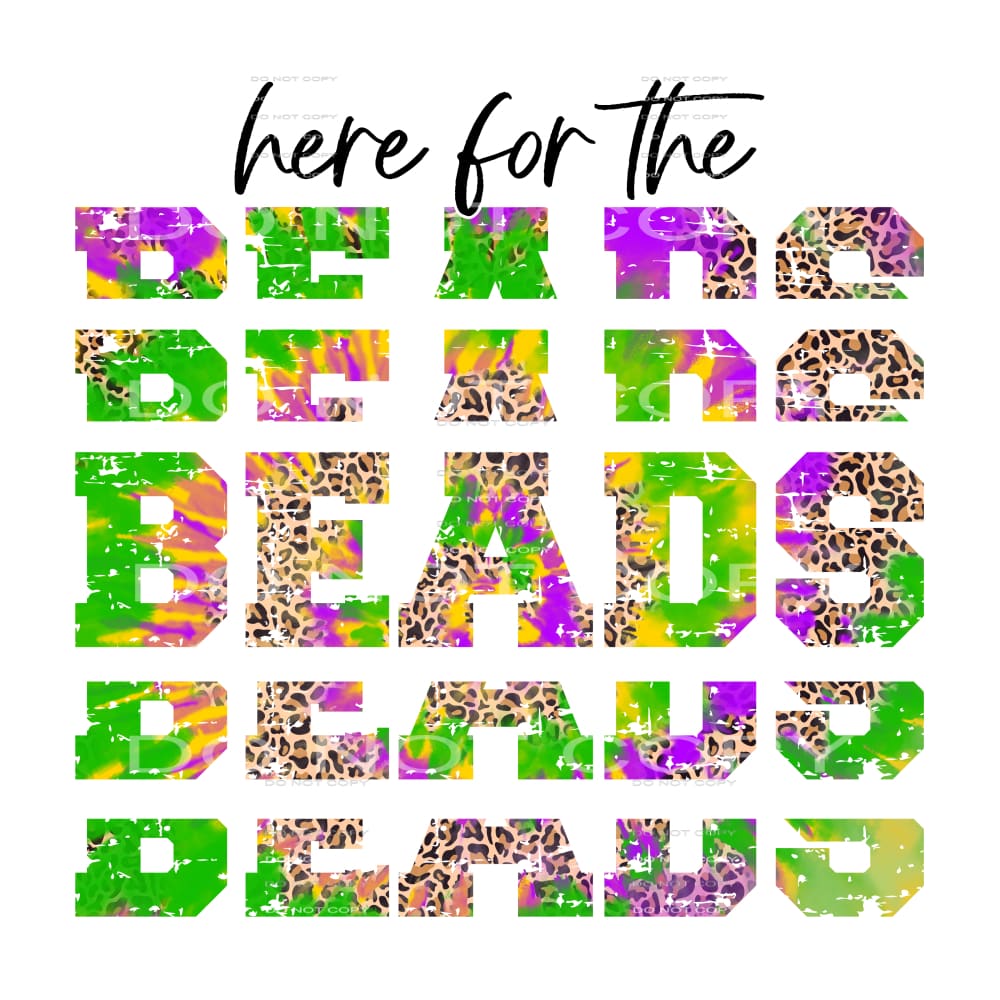 Here For The Beads Stacked Tie Dye Leopard Mardi Gras #2499