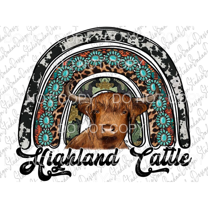 Highland Cattle Rainbow Cowhide Leopard Turquoise Western