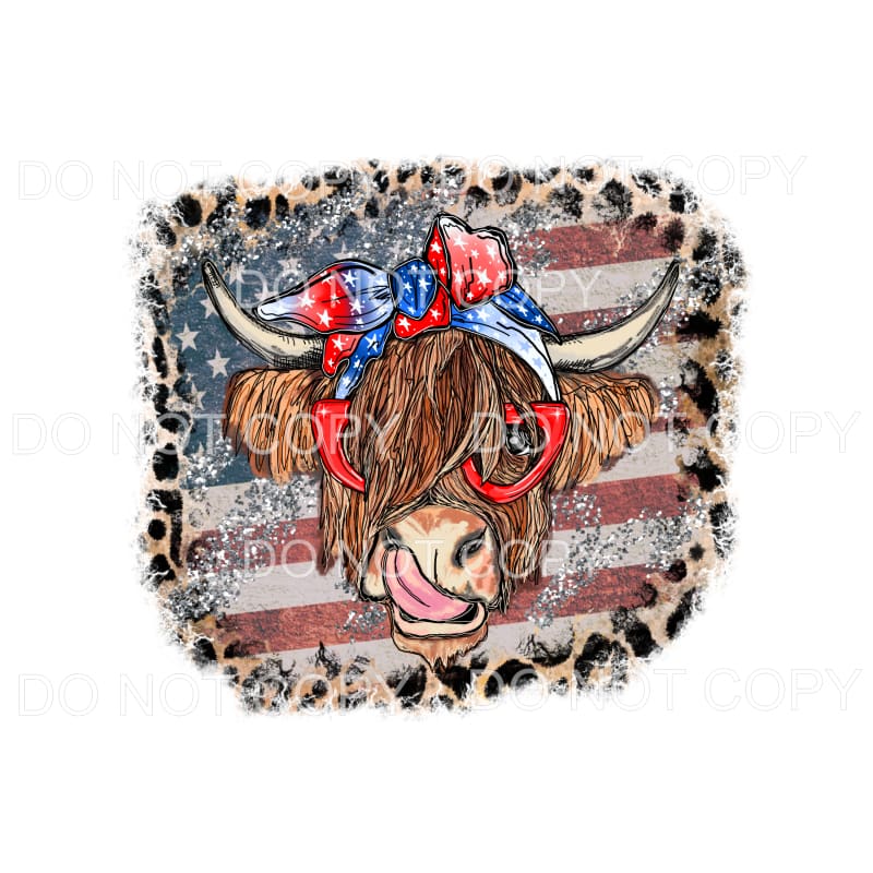 Highland Cow Flag Leopard Sublimation transfers - Heat