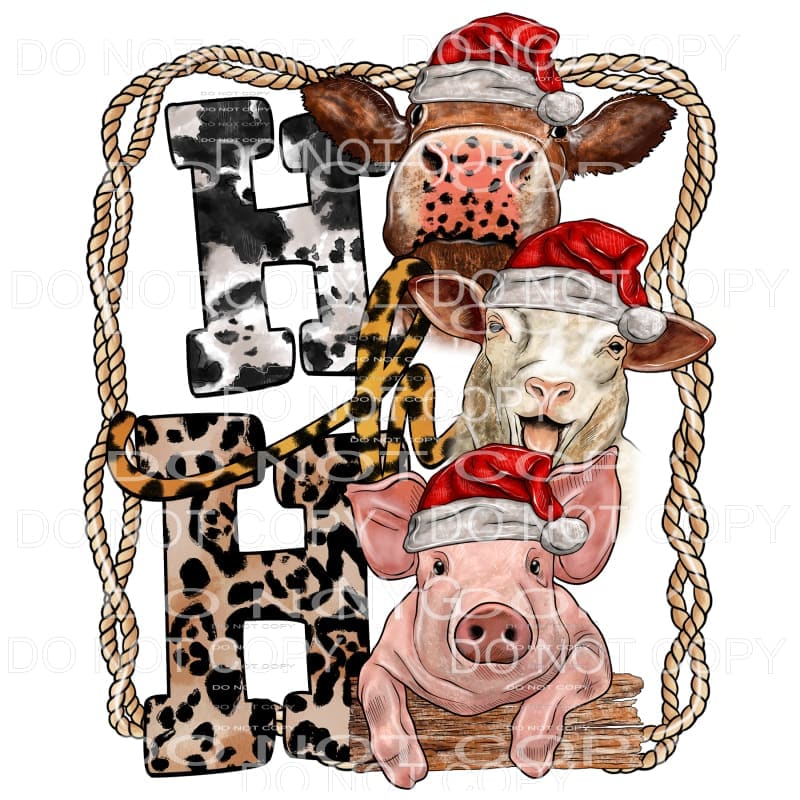 Ho Ho Ho Farm Animals # 9553 Sublimation transfers - Heat