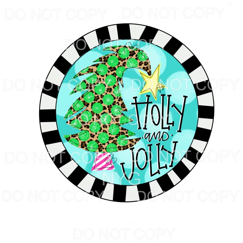 Holly And Jolly Leopard Christmas Tree Circle Frame