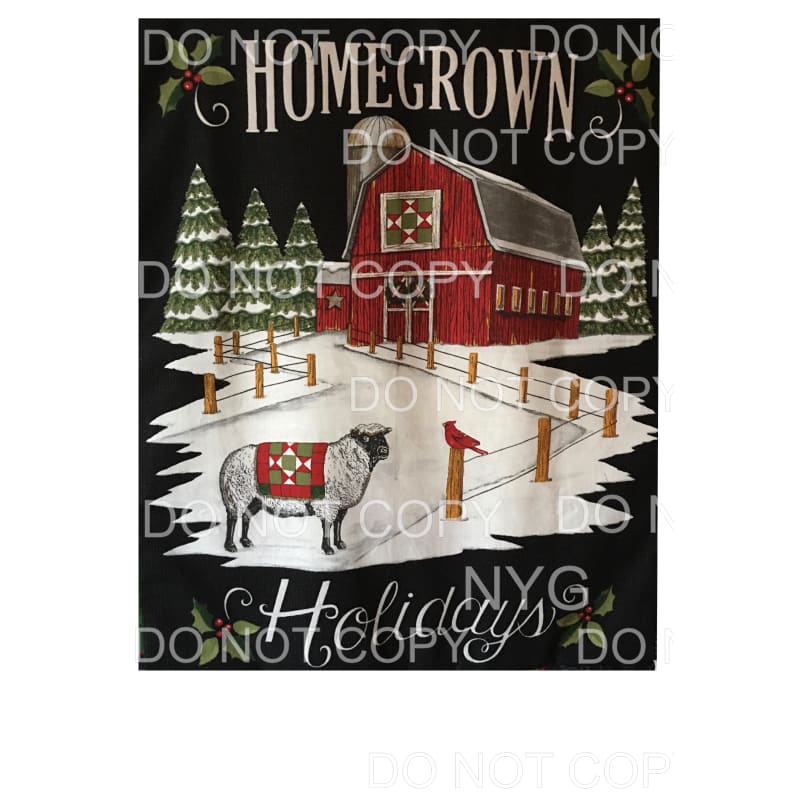 Homegrown Holidays Red Barn Winter Scene Sublimation