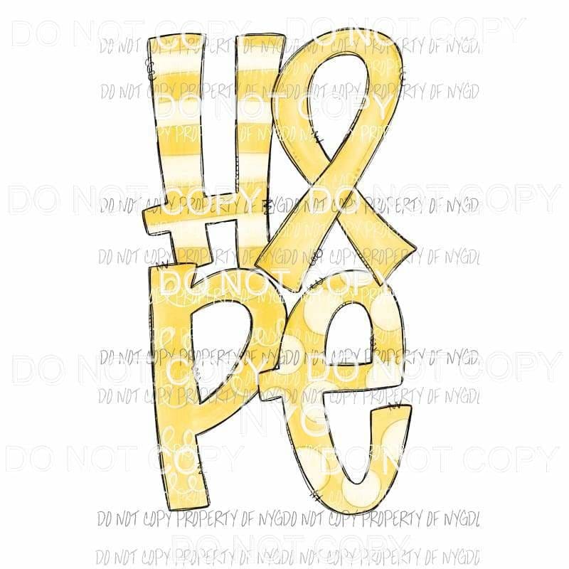 HOPE yellow #1 awareness ribbon Sublimation transfers Heat Transfer