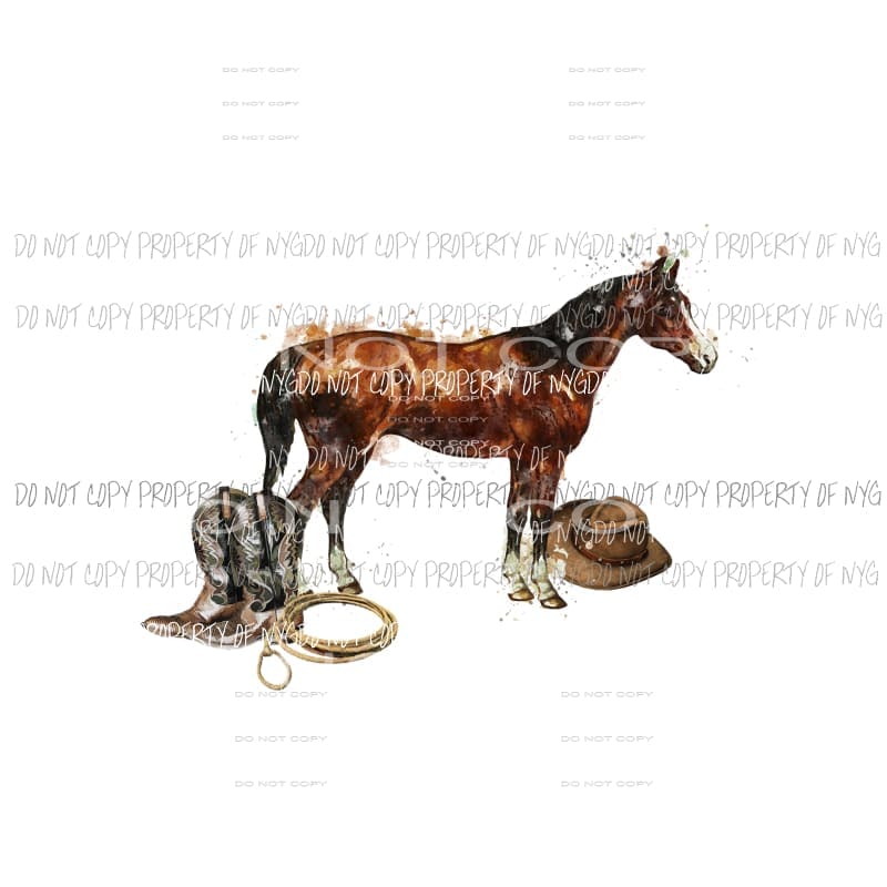 Horse with hat and boots Sublimation transfers Heat Transfer