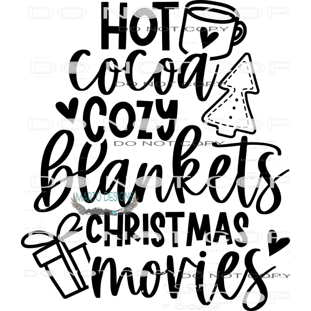Hot Cocoa Cozy Blankets Christmas Movies #7902 Sublimation