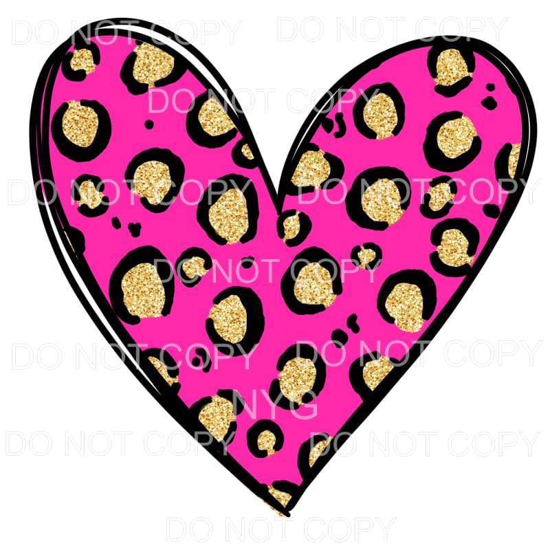 Hot Pink Gold Leopard Heart Sublimation transfers - Heat