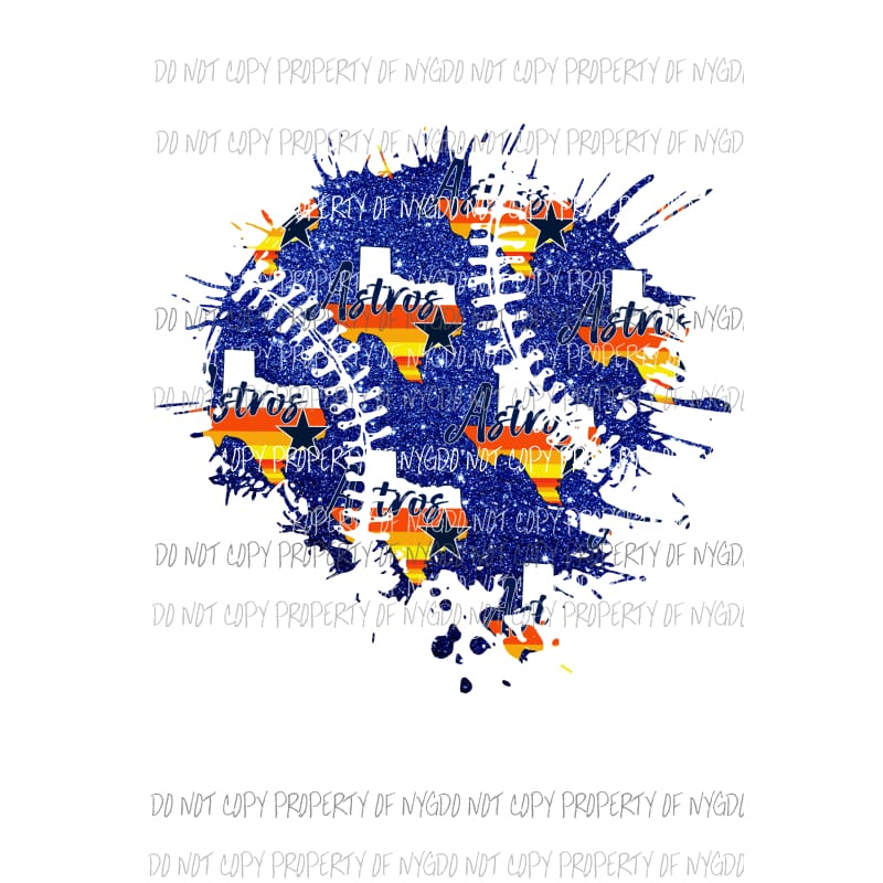 Houston Astros baseball splat #1 Sublimation transfers Heat Transfer
