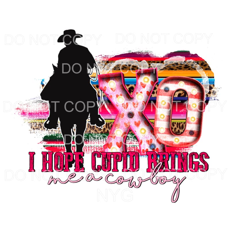 I Hope Cupid Brings Me A Cowboy XO Marquee Serape Heart