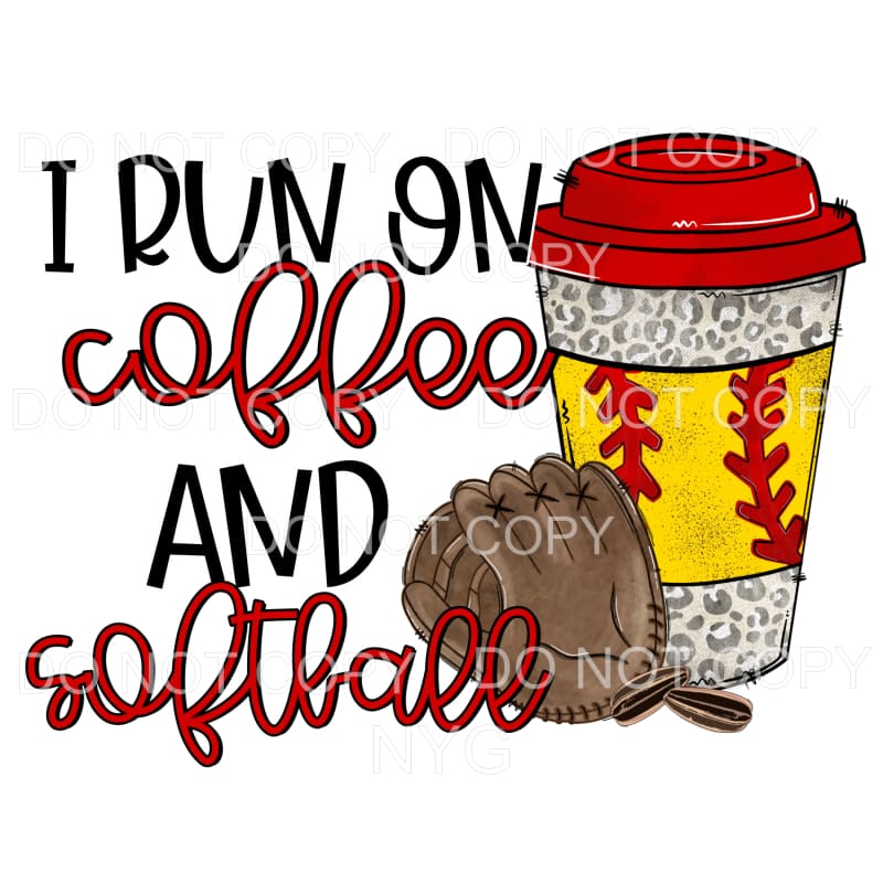 I Run On Coffee And Softball Leopard Cup Glove Sublimation